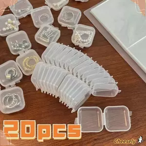 Hộp lưu trữ 20 / 40 chiếc, Hộp đựng vòng bông tai vuông PVC, Hộp đựng nút tai Mini trong suốt chống bụi