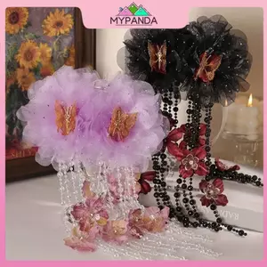 MYPANDA Lưới kẹp tóc thiết kế thanh lịch hoa bướm - Phụ kiện thời trang cho nữ