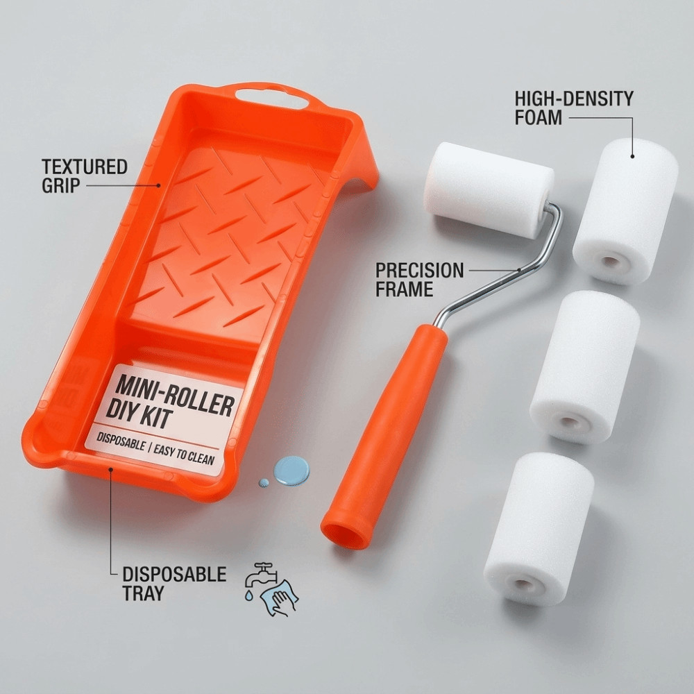 Bộ con lăn sơn NOTE1, Bộ cọ con lăn xốp mịn 2 inch, Dụng cụ vẽ tường đa chức năng thay thế chống rách chuyên nghiệp Sửa chữa tường