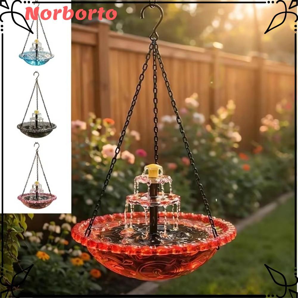 Đài phun nước tắm chim thác nước NORBORTO, Đài phun nước tắm chim treo 3 lớp Cascade, có máy bơm hỗ trợ Bát tắm chim dễ làm sạch Sân vườn