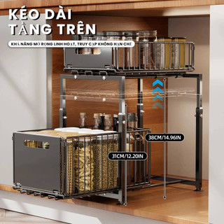Giá đựng đồ dưới bồn rửa nhà bếp/phòng tắm  đựng đồ trong tủ bếp/giá sắp xếp đồ dùng nhà bếp dạng kéo ra Cho Tủ Bếp