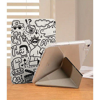 black and white graffiti Ốp bảo vệ gập chữ Y cho iPad cho Air 4/5/6/7/8 M3 M5 iPad Gen 11 A16, Pro 11 M4  Chống sốc