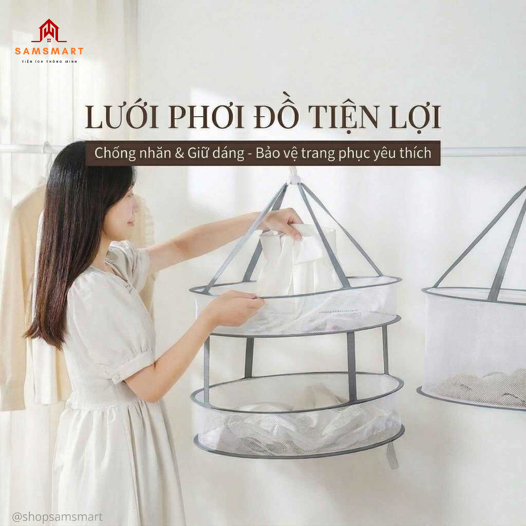 Lưới Phơi Đồ Đa Năng Gấp Gọn – Giữ Dáng Quần Áo, Chống Nhăn, Dụng Cụ Gia Đình Tiện Dụng