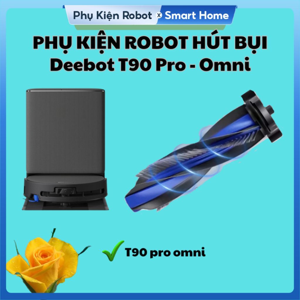 Phụ kiện robot hút bụi Ecova Deebot T90 Pro Omni: Chổi chính, Cạnh/ Bộ lọc/ Con lăn/ Túi rác/ Nước