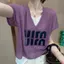 Áo Cotton Ngắn Tay Nữ Mùa Hè In Chữ Phù Hợp Mặc Hàng Ngày