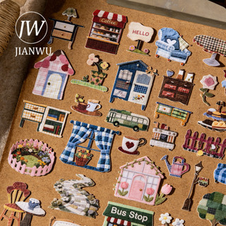 JIANWU Chắp Vá Town Series Vintage Life House Hoa Phong Cảnh Chất Liệu Cắt Dán Sáng Tạo DIY Tạp Chí Văn Phòng Phẩm