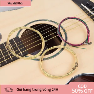 【COD】Bộ 6 dây đàn guitar acoustic giá rẻ nhiều màu, thay thế dây cũ dễ dàng, lõi thép bọc đồng bền, âm thanh ấm.