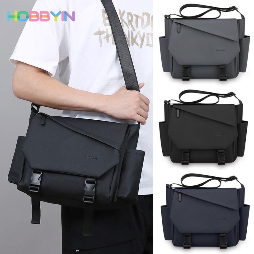 Túi đeo vai HOBBYIN, Túi đeo chéo nam có dây đeo có thể điều chỉnh dung tích lớn, Túi đeo chéo đa túi PU chống nước dành cho doanh nhân Túi thể thao