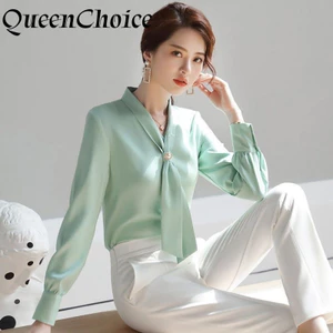 Áo sơ mi nữ phong cách Hàn Quốc, thiết kế dây buộc cổ và tay rời