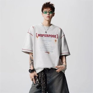Áo thun nam GKSSS tay ngắn phong cách đại học Mỹ in chữ chất lượng cao trung tính