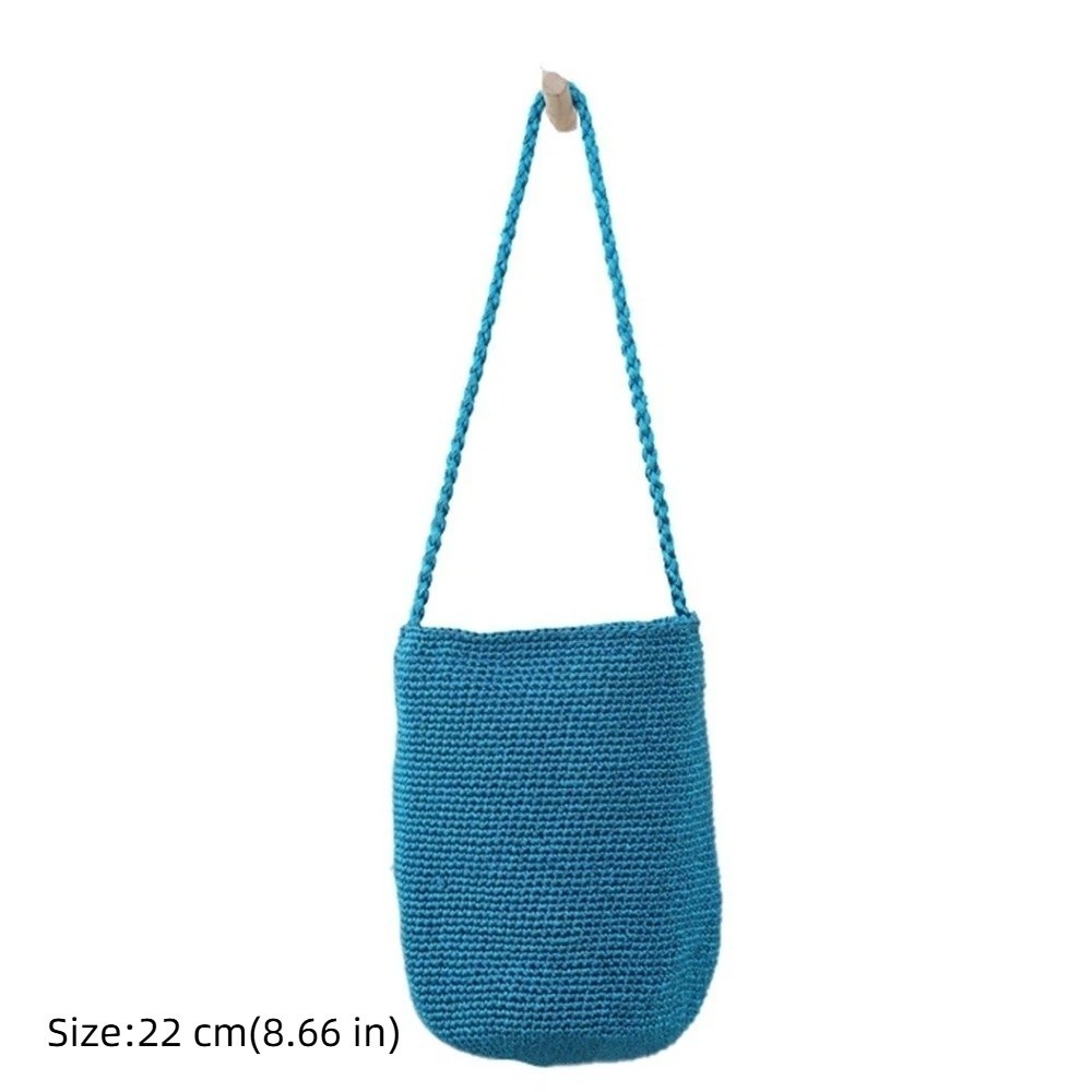 Túi xô dệt tay IFANSIN, Túi xô dây kim loại Boho dung tích lớn, Túi cói thiết kế ống hút thủ công màu trơn thông thường Bãi biển