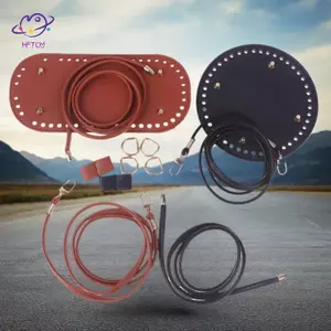 HFTOY 3 Cái / bộ Bộ Túi Dệt Móc Da PU Tròn DIY Bộ Túi Màu Trơn Bền Túi Đế Đáy Túi Phụ Kiện Dây Rút Thủ Công ~