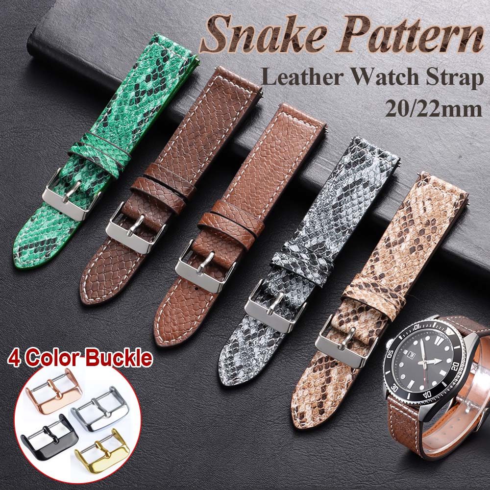 Dây đeo đồng hồ da họa tiết rắn 20mm 22mm – Exotic Thằn lằn dập nổi bằng da mềm chống thấm nước Dây đeo đồng hồ thông minh Vòng đeo tay thay thế cho nam nữ