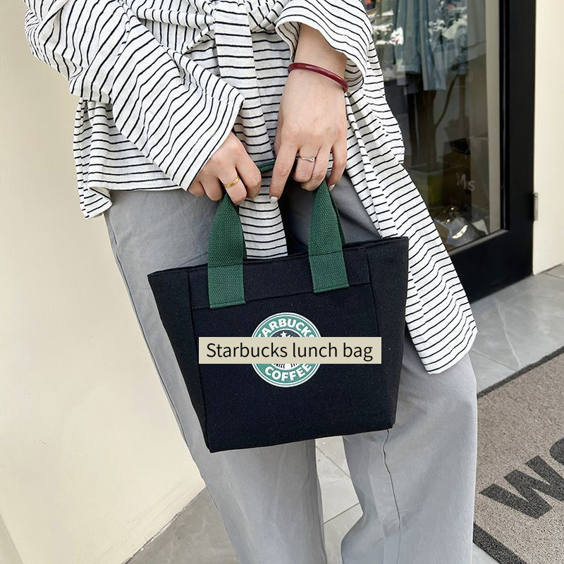 Starbucks Bố Túi Vải Di Động Cốc Nước Vị Trí Hộp Cơm Trưa Túi Mẹ Túi Đựng Đồ Ăn Trưa Học Sinh Dung Tích Lớn Làm Việc Mua Sắm
