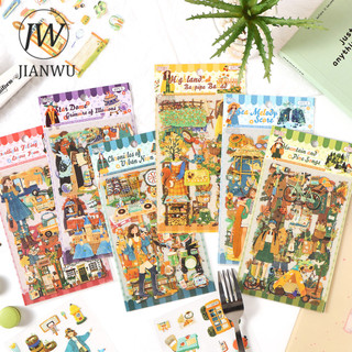 JIANWU Thế Giới Ếch Series Vintage Life Nhân Vật Phong Cảnh Chất Liệu Cắt Dán PET Nhãn Dán Sáng Tạo DIY Tạp Chí Văn Phòng Phẩm
