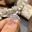 Nhẫn nữ thủ công màu xanh hải quân với hoa hồng kim cương nhiều màu sắc - Cá tính và đa năng