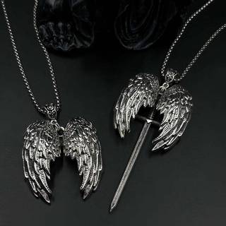 SAFENH Đôi Mặt Dây Chuyền và Nhẫn Y2K Gothic, Thiết Kế Cánh Thiên Thần Thanh Kiếm
