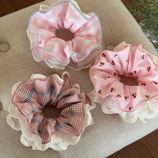 Hульulu Scrunchy Tóc Kẻ Sọc Ren Anh Đào, Nhiều Lớp, Hẹp Waist - Phụ Kiện Tóc Thời Trang