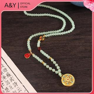 Vòng cổ Hanfu phong cách Trung Quốc, mặt đá ngọc trai và hợp kim kẽm chạm khắc rỗng.