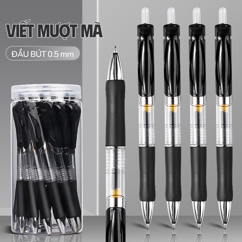 Bút Gel Mực Đen 0.5mm Cao Cấp – Bút Bi Bấm Viết Mượt Không Lem, Phù Hợp Học Sinh & Văn Phòng