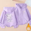 Trẻ em Kuromi Zip Up Áo khoác Hoodie in hình hoạt hình Áo nỉ có mũ trùm đầu lông cừu ấm áp để mặc hàng ngày