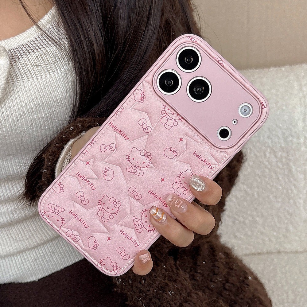 Ốp điện thoại da dập nổi Cat Star cho iPhone 17 Pro Max 16 15 14 Vỏ bảo vệ chống sốc
