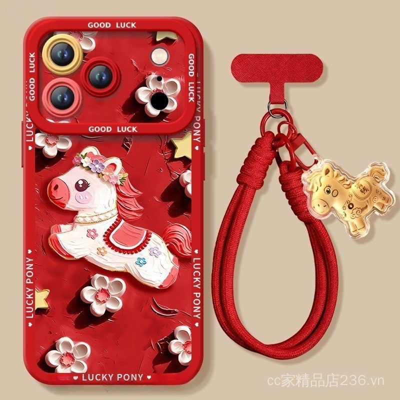 Gilt Pony Thích Hợp Cho 17 Vỏ Điện Thoại iphone16 Phong Cách Mới pro Dễ Thương 15 Hoạt Hình max Nữ 14