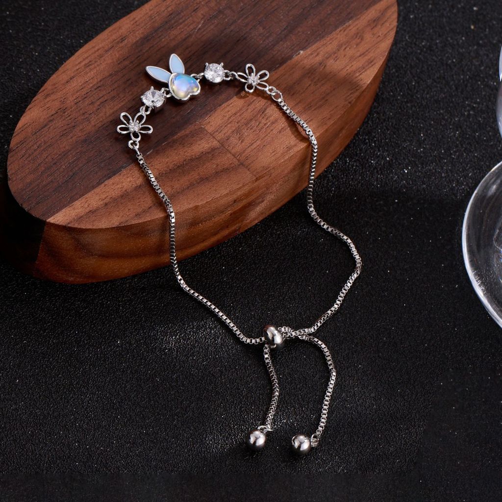 Vòng tay thỏ dễ thương Zircon đa năng đơn giản