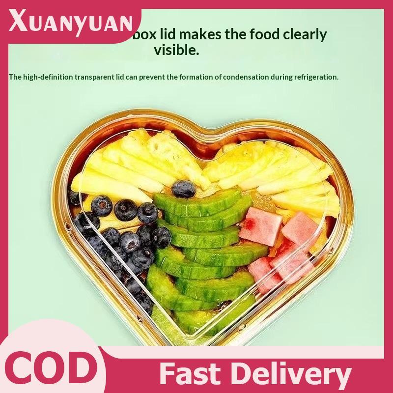 XUAN 10 Khay Phục Vụ Hình Trái Tim Có Nắp Trong Suốt Có Thể Tái Sử Dụng PET Ăn Nhẹ Trái Cây Sushi Phô Mai Salad Món Tráng Miệng Hộp Đóng Gói VN