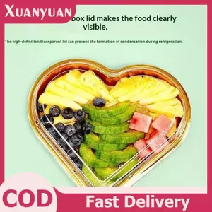 XUAN 10 Khay Phục Vụ Hình Trái Tim Có Nắp Trong Suốt Có Thể Tái Sử Dụng PET Ăn Nhẹ Trái Cây Sushi Phô Mai Salad Món Tráng Miệng Hộp Đóng Gói VN