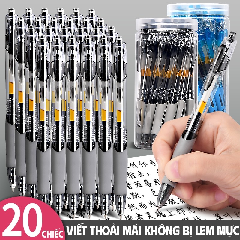 Bút gel ngòi 0.5mm cao cấp, mực đen - Bút bi nước dung lượng lớn, viết đều nét phù hợp học sinh
