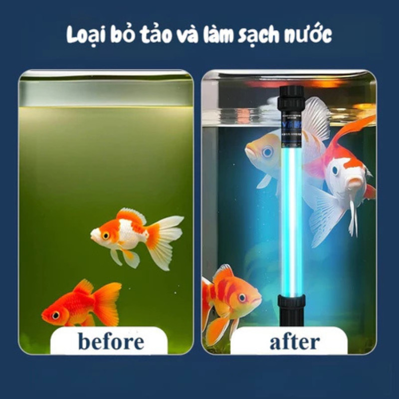 Đèn UV Hồ Cá Diệt Khuẩn Khử Tảo Diệt Nấm Công Suất 11W 13W Tự Chìm Cho Bể Cá Cảnh