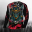 Áo thun nam dài tay họa tiết Samurai cổ điển, cổ tim, thời trang mùa hè