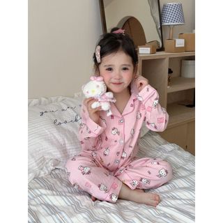 Phiên Bản Hàn Quốc Bộ Đồ Ngủ Bé Gái Dài Tay Bé Gái Hoạt Hình Dễ Thương Thời Trang Homewear Phù Hợp Với