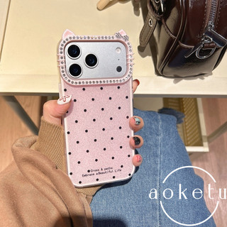 Tối Giản Sóng Lấp Lánh Bột Sang Trọng Tai Mèo Nước Kim Cương 2 Trong 1 Ốp Lưng 17 Thích Hợp Cho iPhone 17 Pro Max Apple 17 Pro Túi Khí Chống Rơi Vỏ Điện Thoại Vỏ Bảo Vệ