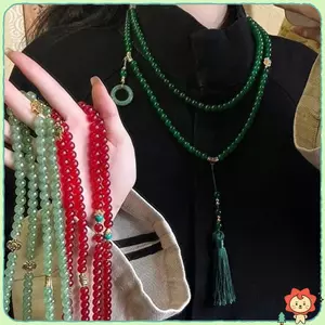 Vòng cổ cầu nguyện bằng đá tự nhiên dành cho nữ Phật giáo Thiền Vòng cổ pha lê màu xanh lá cây Long sel Chokers Quà tặng