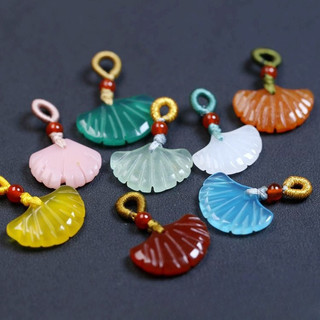 ((Giá 2 miếng) Mặt dây chuyền và vòng tay DIY từ vàng tự nhiên và mã não lá ginkgo nhỏ giọt, kích thước khoảng 14x20mm