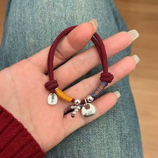 Vòng tay dệt thủ công có thể điều chỉnh, thiết kế mũm mĩm màu dây đỏ, món quà hoàn hảo dành cho nàng
