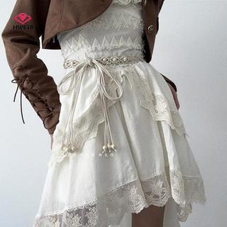 HWETR Phong Cách Bohemian Dệt Nước Phong Cách Dân Tộc Handmade Hạt Gỗ Nữ Thắt Lưng Thường Ngày Kỳ Nghỉ Phong Cách Dây Thắt Lưng Mới
