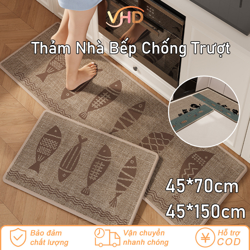 Thảm Nhà Bếp Chống Trượt Họa Tiết Hoạt Hình - Thấm Nước Siêu Tốc, Dễ Dàng Vệ Sinh & Giữ Sàn Nhà Khô Ráo