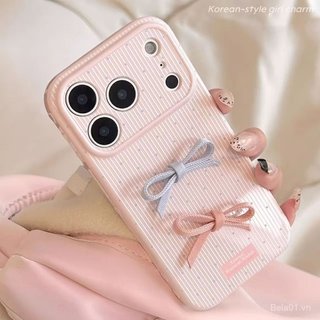 Ốp Điện Thoại Thích Hợp Cho iPhone Phong Cách Hàn Quốc ins Bow Thích Hợp Cho iPhone17Promax Ốp Điện Thoại 16 / 15 / 14 Love Edge 13 Chống Sốc 12 / 11 Vỏ Bảo Vệ DTUP