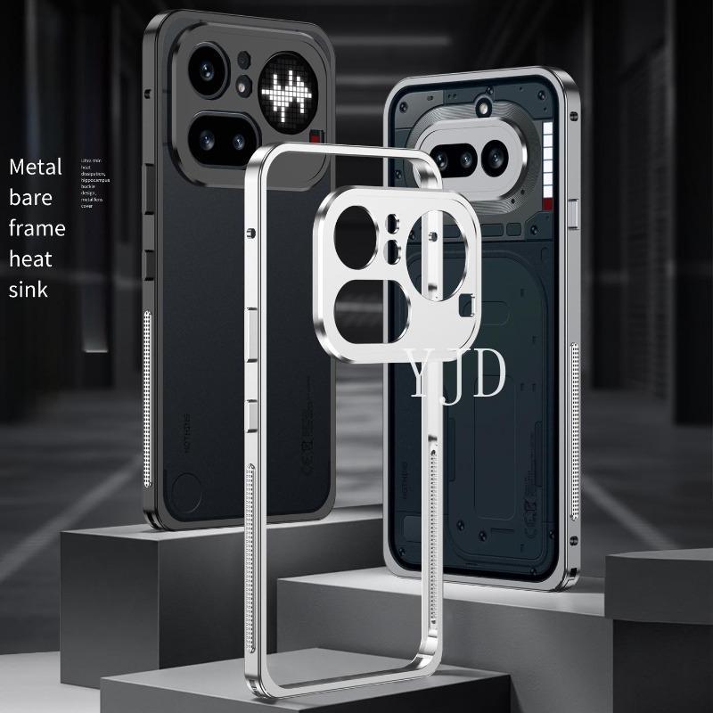 YJD Case For Nothing Điện thoại 4a Khung trần bằng kim loại Tản nhiệt Vỏ điện thoại chống rơi