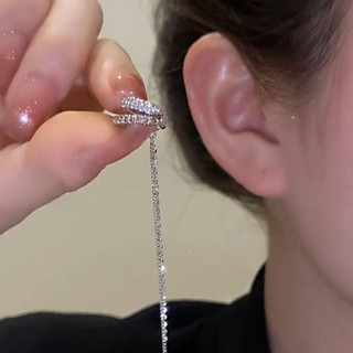 Bông tai kẹp tai hai lớp zircon thời trang, đơn giản, thanh lịch với chốt tai tích hợp