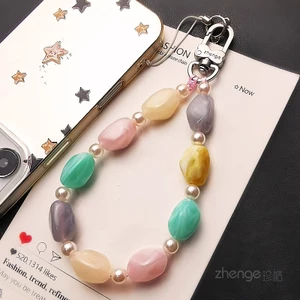 Đá Màu Siêu Đẹp Dây Chuyền Điện Thoại Di Động Đính Hạt Mặt Dây Chuyền Nữ Cổ Tay ins Niche Boutique Tay Cao Cấp Mặt Dây Chuyền Trang Sức