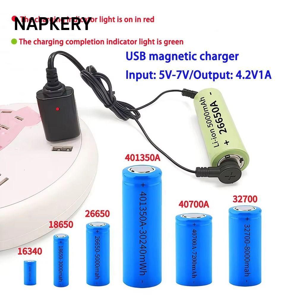 NAPKERY 1 Bộ Sạc Pin Lithium, Cáp Sạc Pin USB 3.7V 4.2V, Bộ Sạc Từ Tính ...
