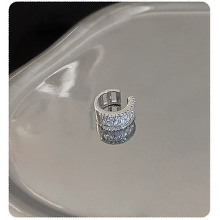 Kẹp tai tua rua zirconia dây xích bạc không xuyên xương, phù hợp phong cách đơn giản ngọt ngào cho người phụ nữ