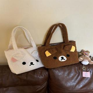 Túi xách Rilakkuma len cừu dễ thương, thêu, dày, phù hợp mọi trận đấu, dùng cho tiệc sinh viên