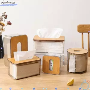 Hộp đựng khăn giấy DAYBREAK, Hộp khăn giấy đa chức năng trong suốt, Khăn giấy bằng gỗ bền bỉ Sử dụng trong gia đình