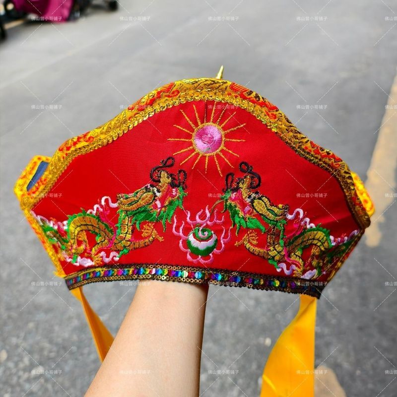 Phiên bản dày thêu Mũ đạo giáo Mũ năm-Dao Crown Đạo giáo Mũ có thể giặt được Mũ năm-Dao màu đỏ Mũ đạo giáo 4.