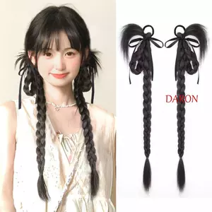 DARON 2 Chiếc Tóc Giả Bím Bong Bóng, Bột Chiên Xoắn Bím Tóc Giả Đuôi Ngựa Đôi, Lông Tơ Ngọt Ngào Giả Tổng Hợp Lông Gà Đấm Bốc Bím Cho Nữ